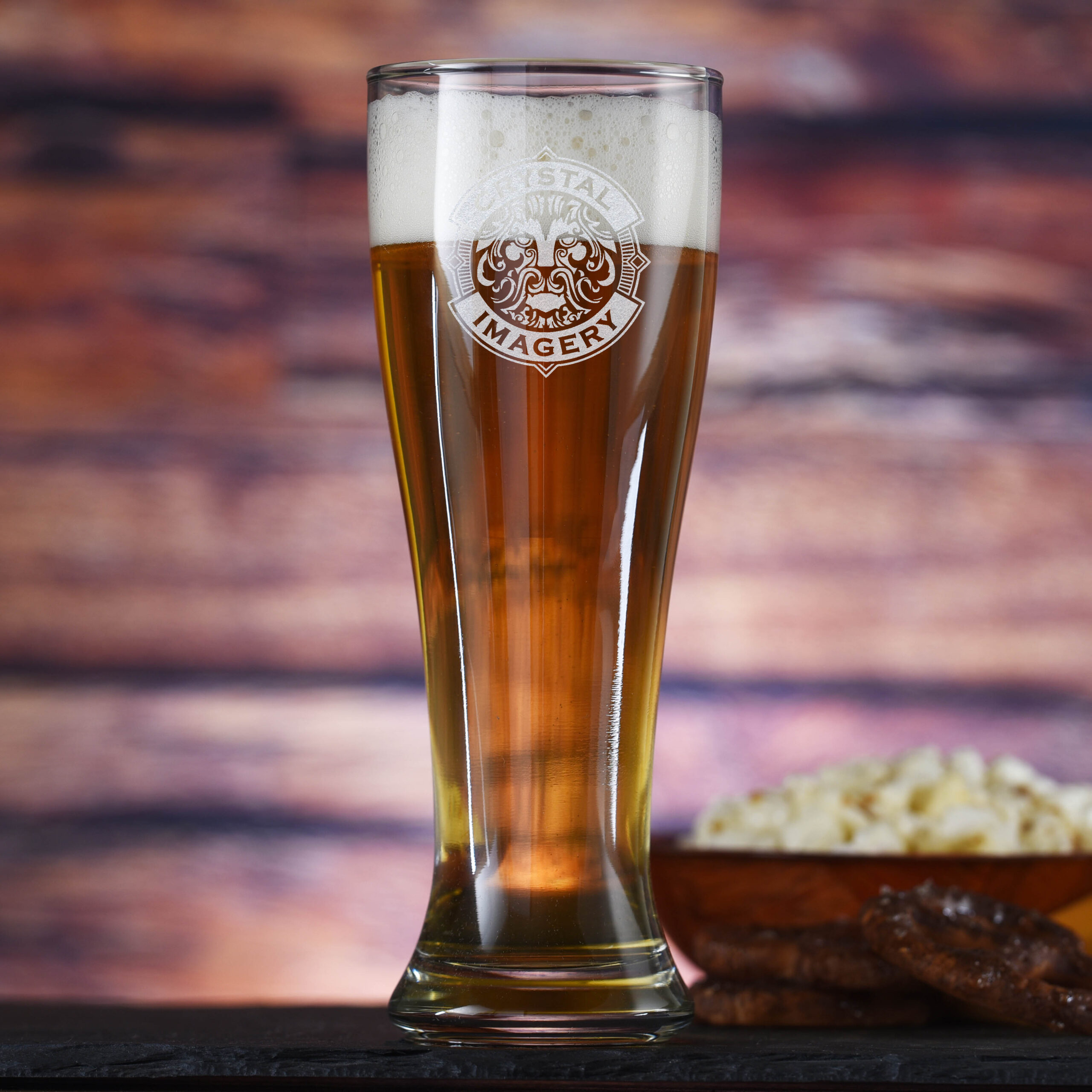 Loniqs Laser Etched Logo Pilsner Glass – Custom Engraved Beer Glass