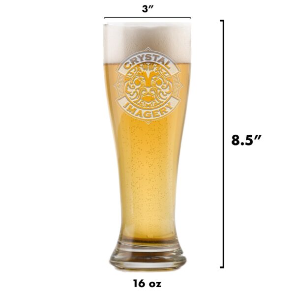 Loniqs Laser Etched Logo Pilsner Glass – Custom Engraved Beer Glass - Image 2