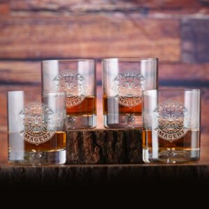 Loniqs Custom Logo Whiskey Glasses – Engraved Crystal Bar Set of 4